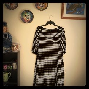 3X Black and white stripped dress